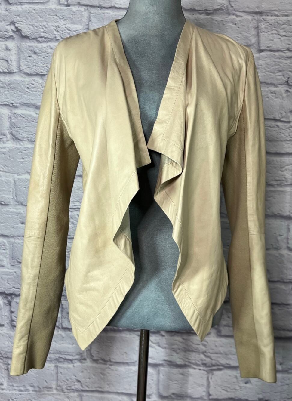 Halogen Buttery Soft Leather Cropped Waterfall Jacket